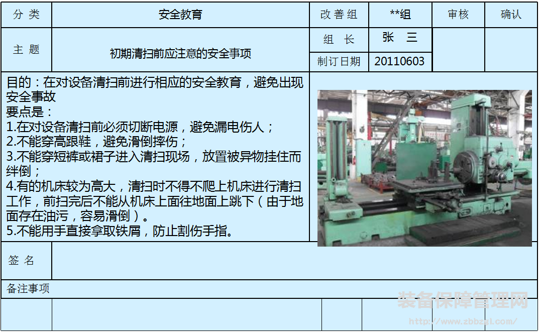 TPM自主保全活动应灵活运用“三大工具”